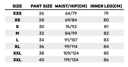 2026 Zhik Mens Unisex Bottoms 0 Size Chart